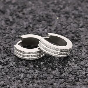 Unisex 14K White Gold Plated Hoop Earrings